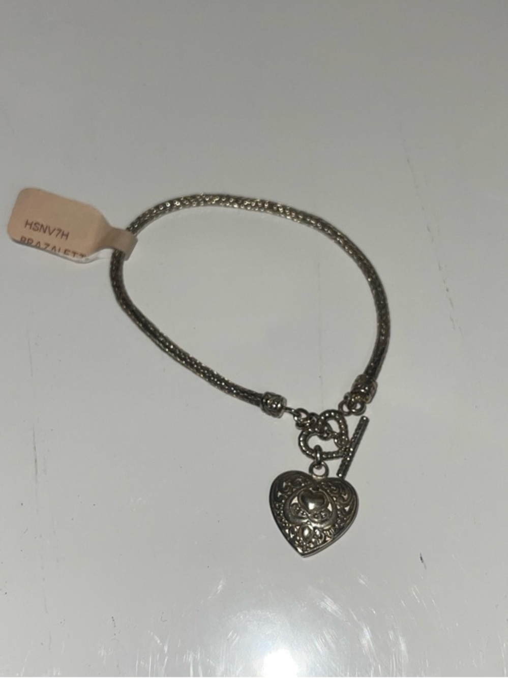 Vintage-Inspired Heart Locket Charm Bracelet in Silver
